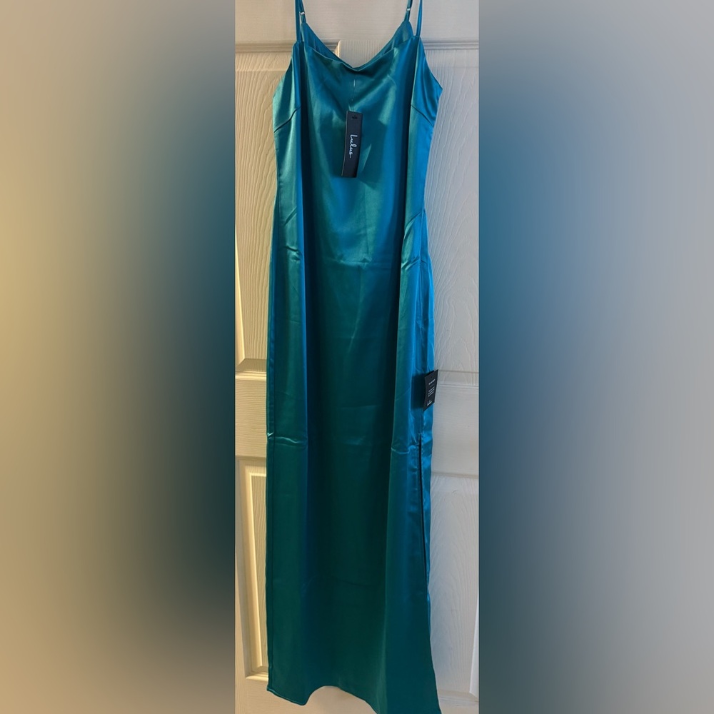 Lulu's Vibrant teal Satin Dress